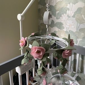 Pottery Barn Kids Felted Pink Roses mobile
